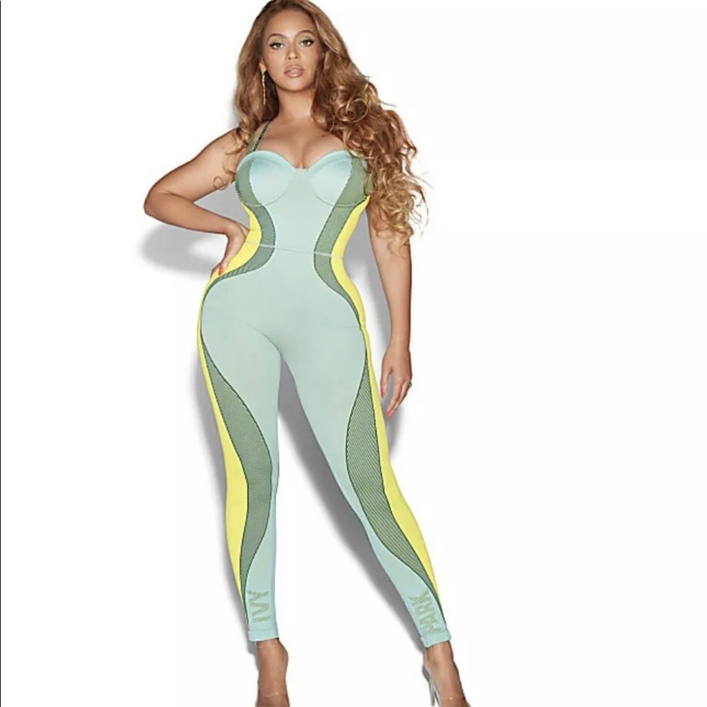Ivy Park Beyonce Green Yellow Drip2 Catsuit small